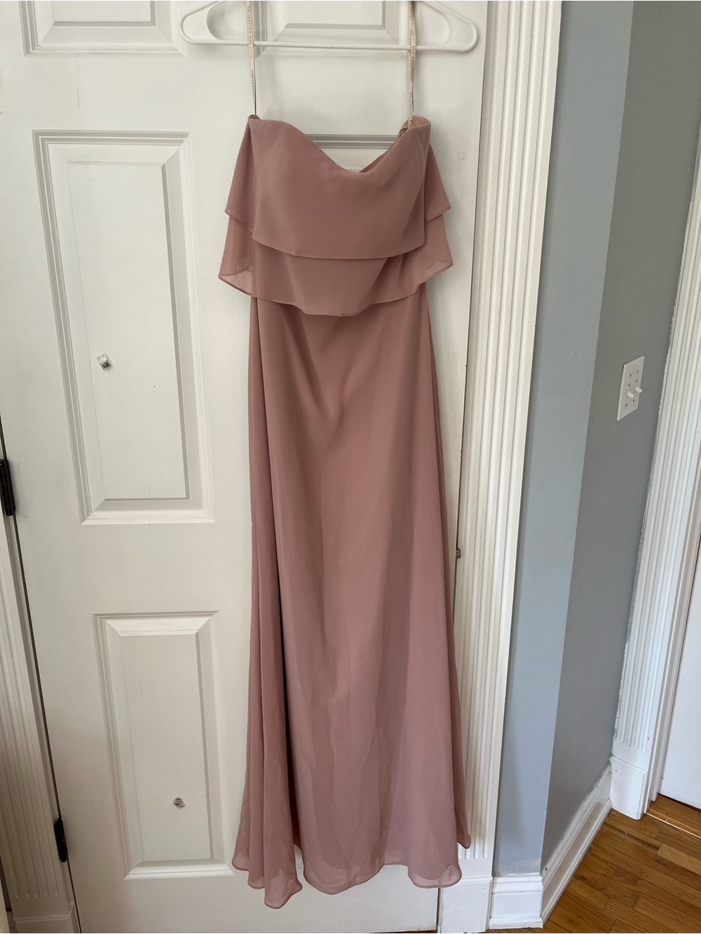 Jenny Yoo Strapless Layered Chiffon Dress - Whipped Apricot/Desert Rose Pink